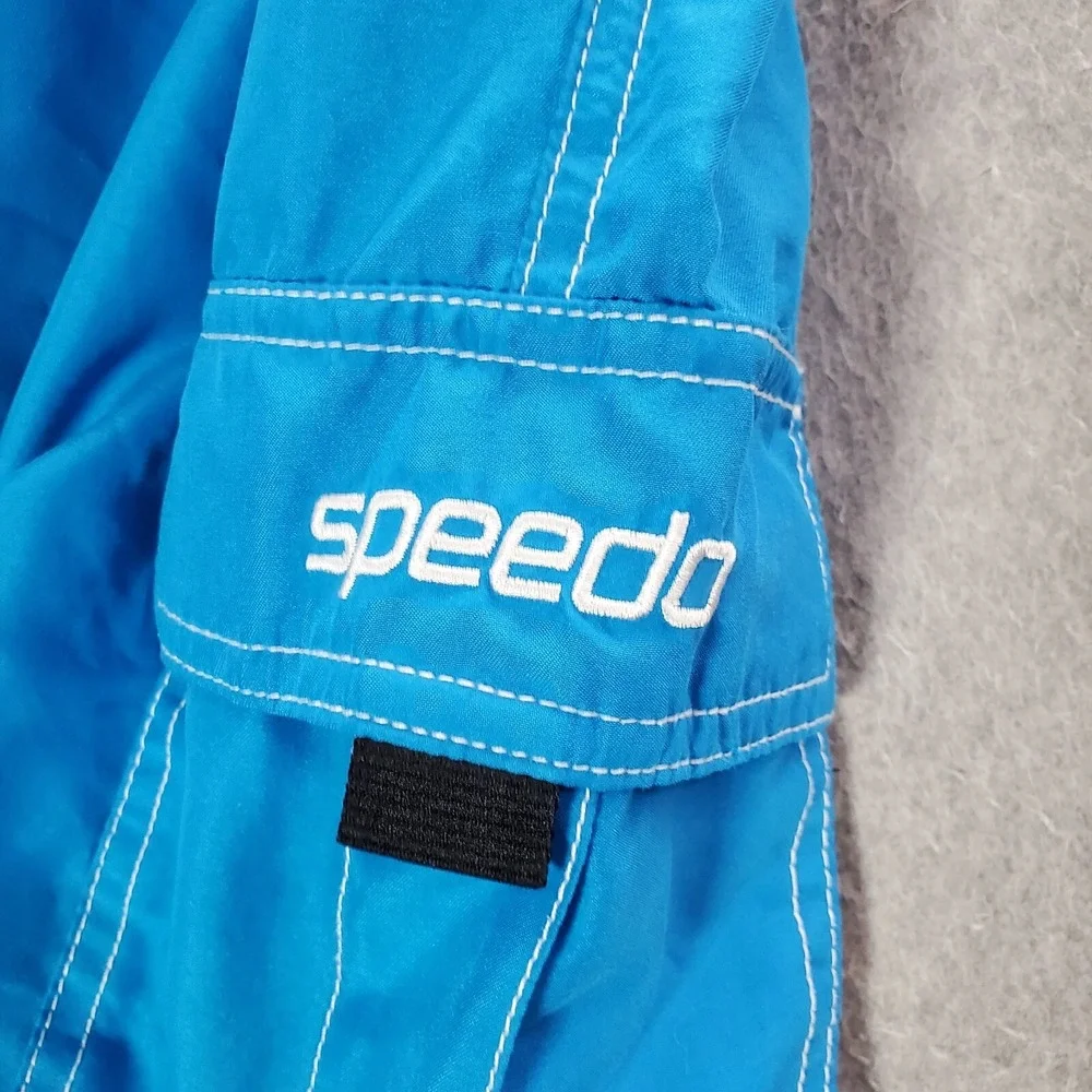 Speedo Men Swimwear Medium Blue Trunks Pockets Drawstring High Rise 8 in Inseam‎